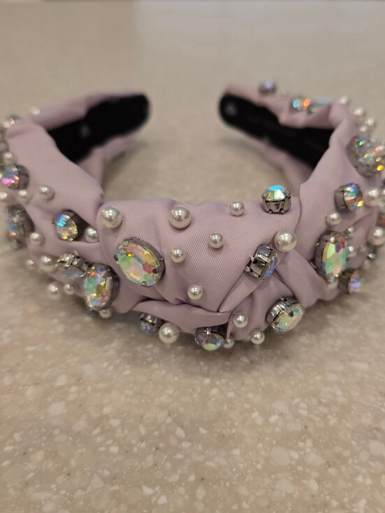 LELE SADOUGHI X Stoney Clover Lane Lilac Iridescent Crystal & Pearl Headband SCL main image 8